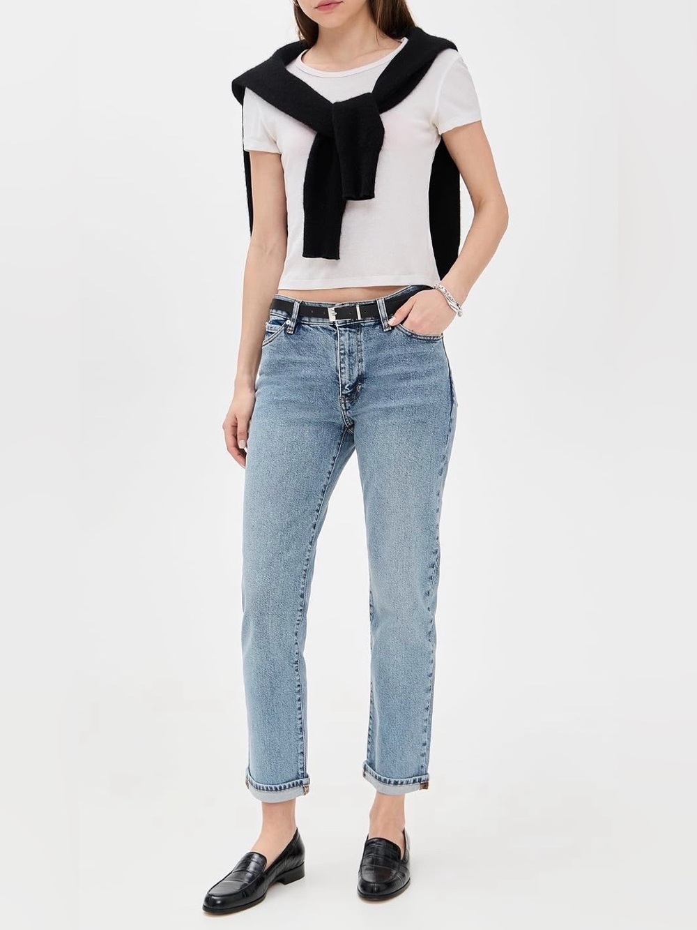 Frame Denim The Borrowed High-rise Slim Leg Blue Jeans Size 27 NWT - Picture 2 of 9
